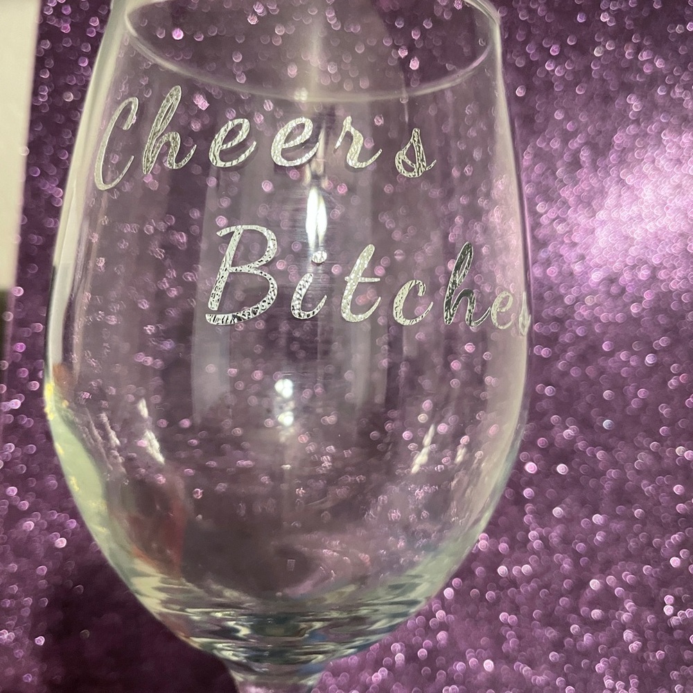 Cheers bitches wine glass